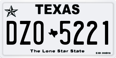 TX license plate DZO5221