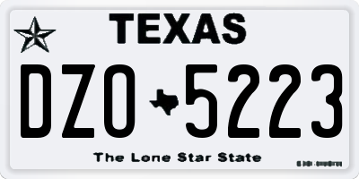 TX license plate DZO5223