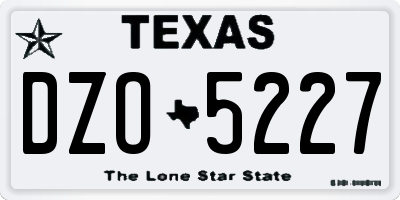 TX license plate DZO5227