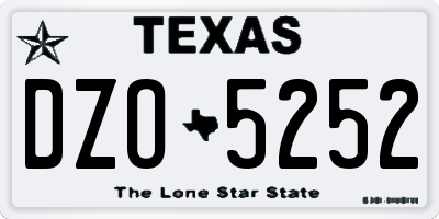 TX license plate DZO5252