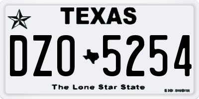TX license plate DZO5254