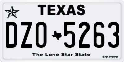 TX license plate DZO5263
