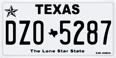 TX license plate DZO5287
