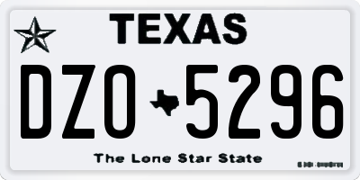 TX license plate DZO5296