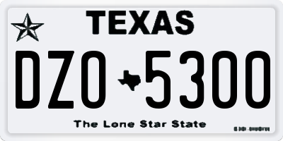 TX license plate DZO5300