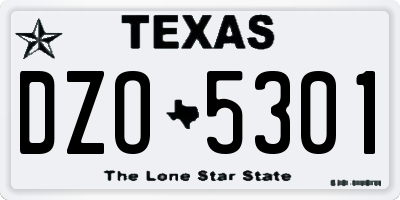TX license plate DZO5301