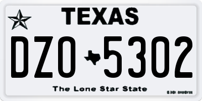 TX license plate DZO5302