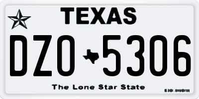 TX license plate DZO5306