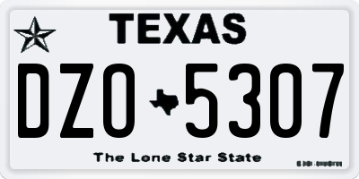 TX license plate DZO5307