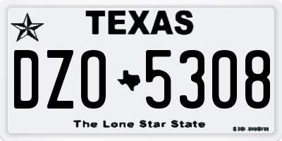 TX license plate DZO5308