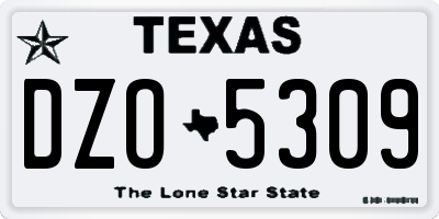 TX license plate DZO5309