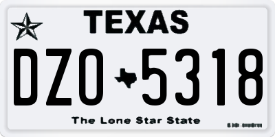 TX license plate DZO5318