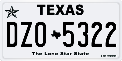 TX license plate DZO5322