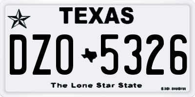 TX license plate DZO5326