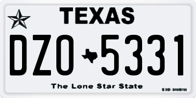TX license plate DZO5331