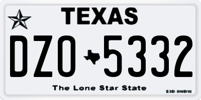 TX license plate DZO5332