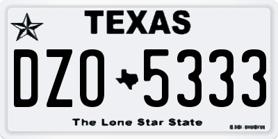 TX license plate DZO5333