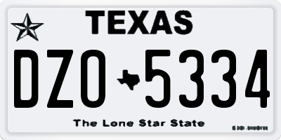 TX license plate DZO5334