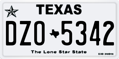 TX license plate DZO5342