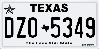 TX license plate DZO5349