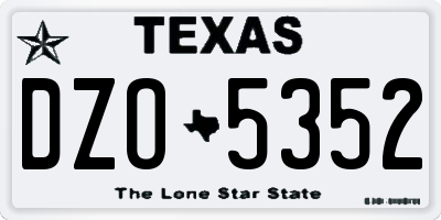 TX license plate DZO5352
