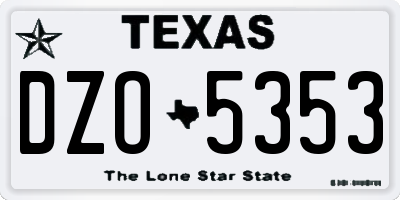 TX license plate DZO5353