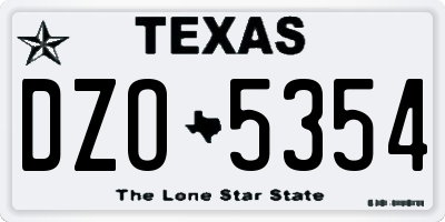 TX license plate DZO5354