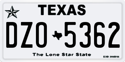 TX license plate DZO5362