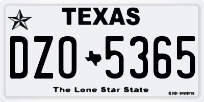 TX license plate DZO5365