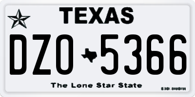 TX license plate DZO5366