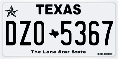 TX license plate DZO5367
