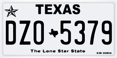 TX license plate DZO5379