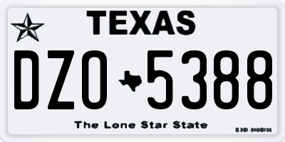 TX license plate DZO5388