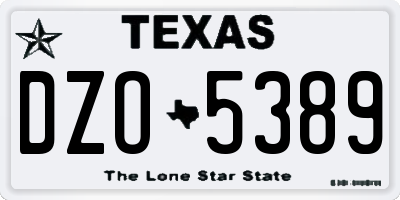 TX license plate DZO5389