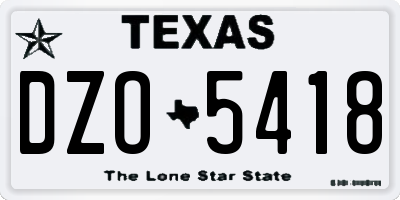 TX license plate DZO5418