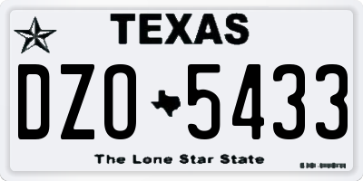TX license plate DZO5433