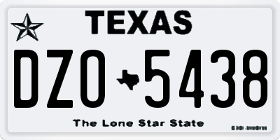 TX license plate DZO5438