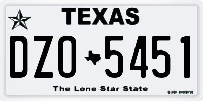 TX license plate DZO5451