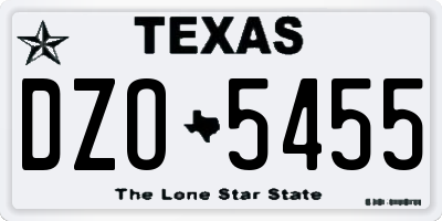 TX license plate DZO5455