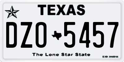 TX license plate DZO5457