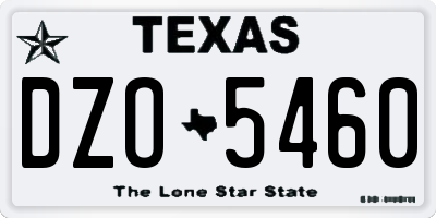 TX license plate DZO5460