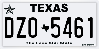 TX license plate DZO5461