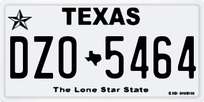 TX license plate DZO5464