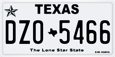 TX license plate DZO5466