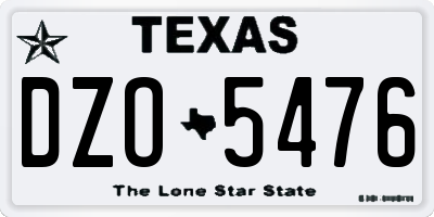 TX license plate DZO5476