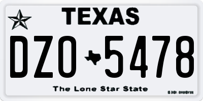 TX license plate DZO5478