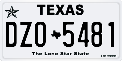 TX license plate DZO5481