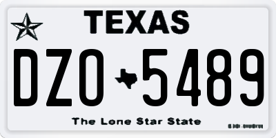 TX license plate DZO5489