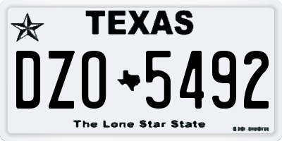 TX license plate DZO5492