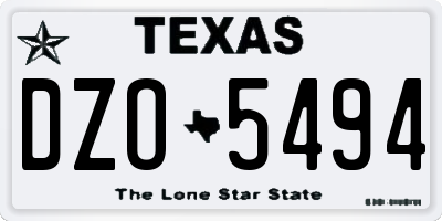 TX license plate DZO5494